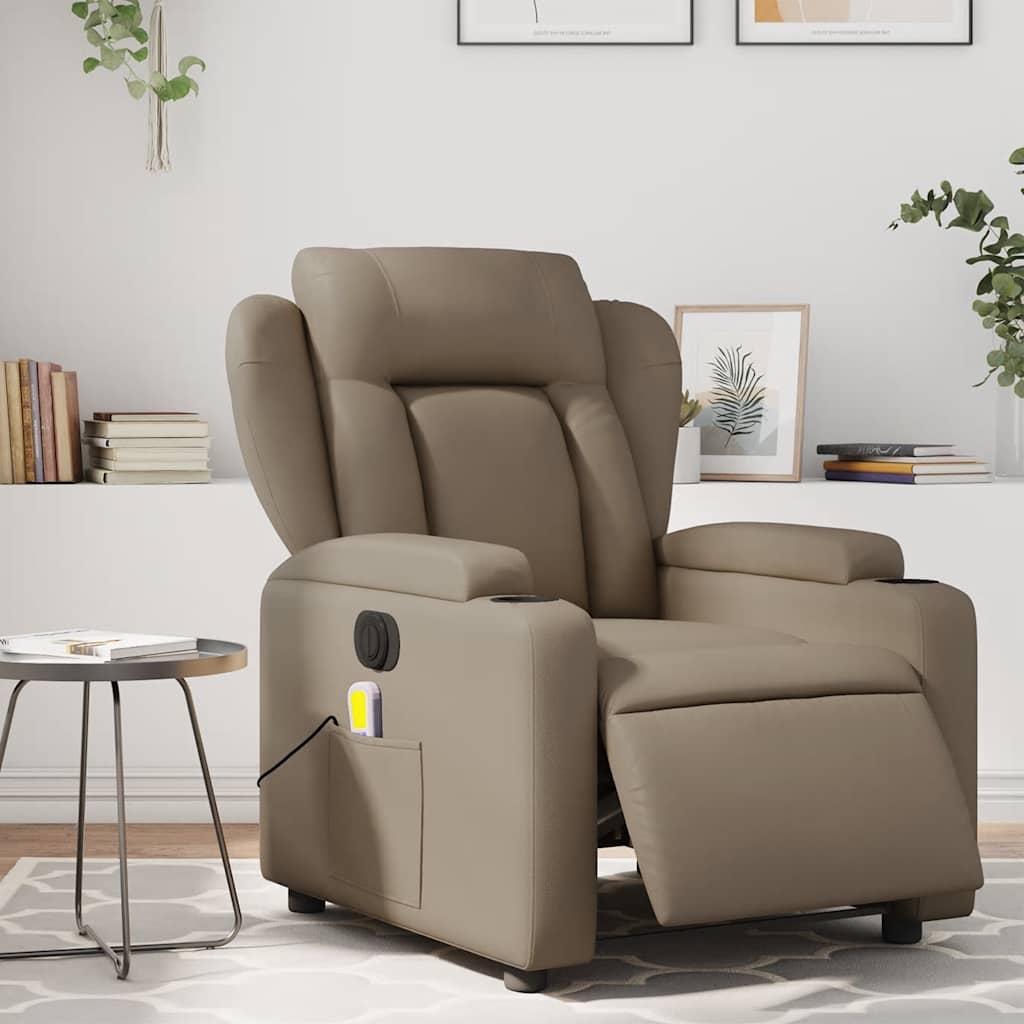 Elektrisk massagefåtölj cappuccino konstläder