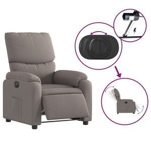 Elektrisk reclinerfåtölj taupe tyg