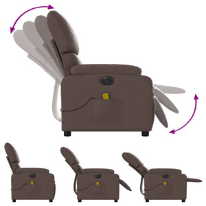 Elektrisk massagefåtölj brun konstläder