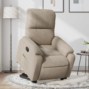 Reclinerfåtölj med uppresningshjälp taupe mikrofibertyg