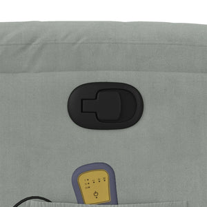 Massagefåtölj med uppresningshjälp ljusgrå sammet