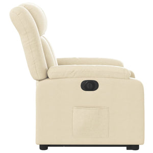 Elektrisk reclinerfåtölj med uppresningshjälp gräddvit tyg