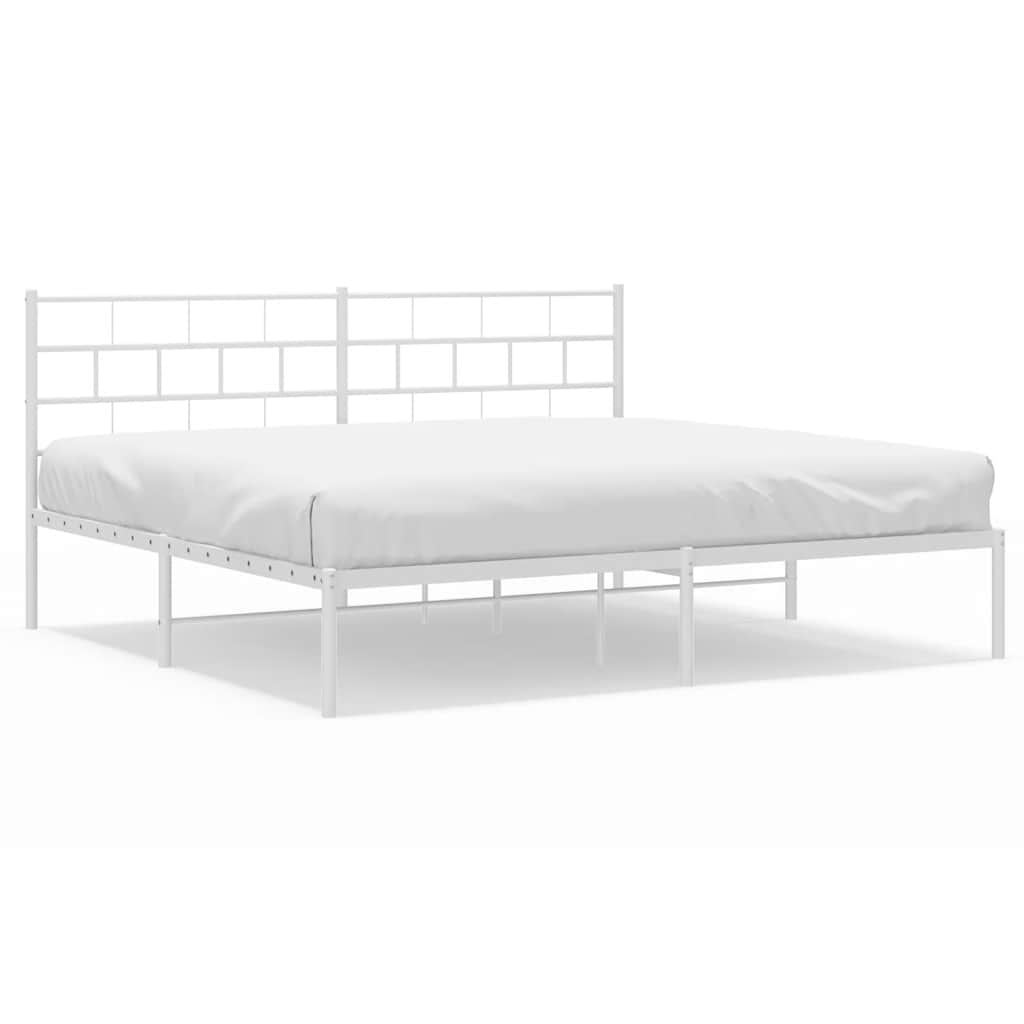 Sängram med huvudgavel metall vit 183x213 cm