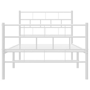 Sängram med huvudgavel och fotgavel vit metall 100x190 cm