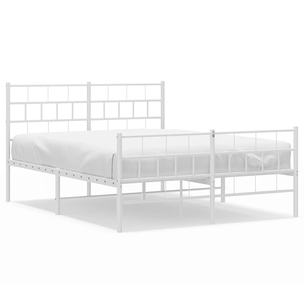 Sängram med huvudgavel och fotgavel vit metall 135x190 cm