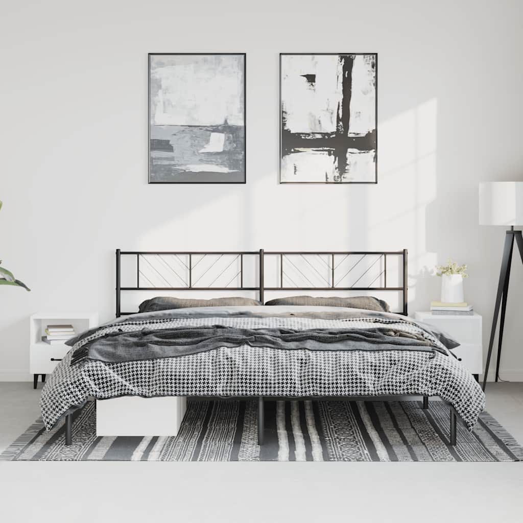 Sängram med huvudgavel metall svart 183x213 cm