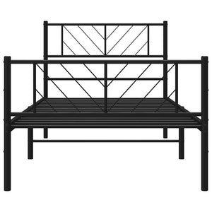 Sängram med huvudgavel och fotgavel svart metall 100x190 cm