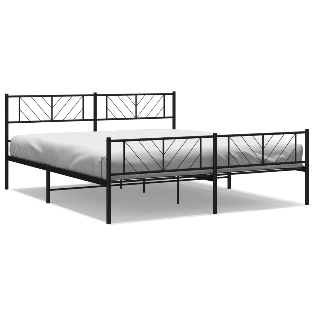 Sängram utan madrass med fotgavel metall svart 180x200 cm