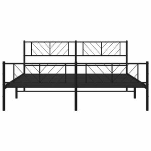 Sängram med huvudgavel och fotgavel svart metall 183x213 cm