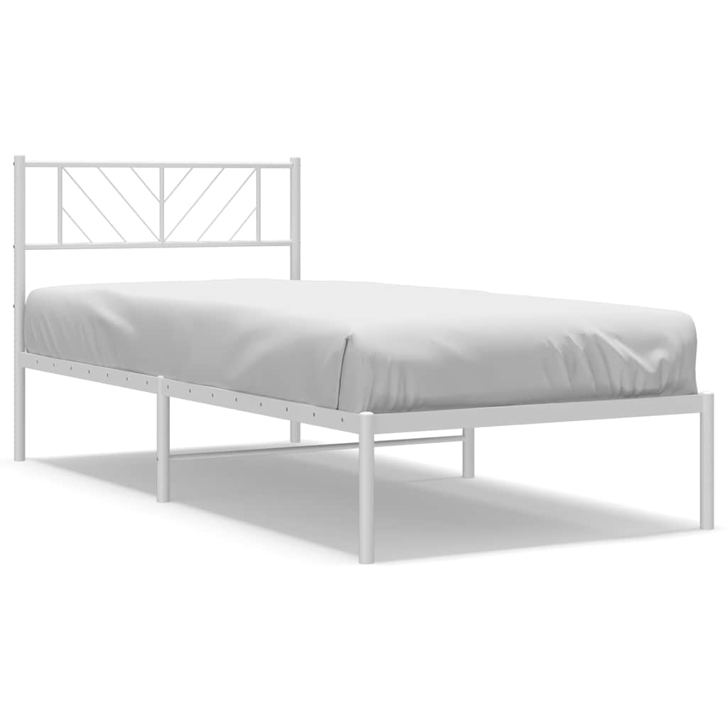 Sängram med huvudgavel metall vit 100x200 cm