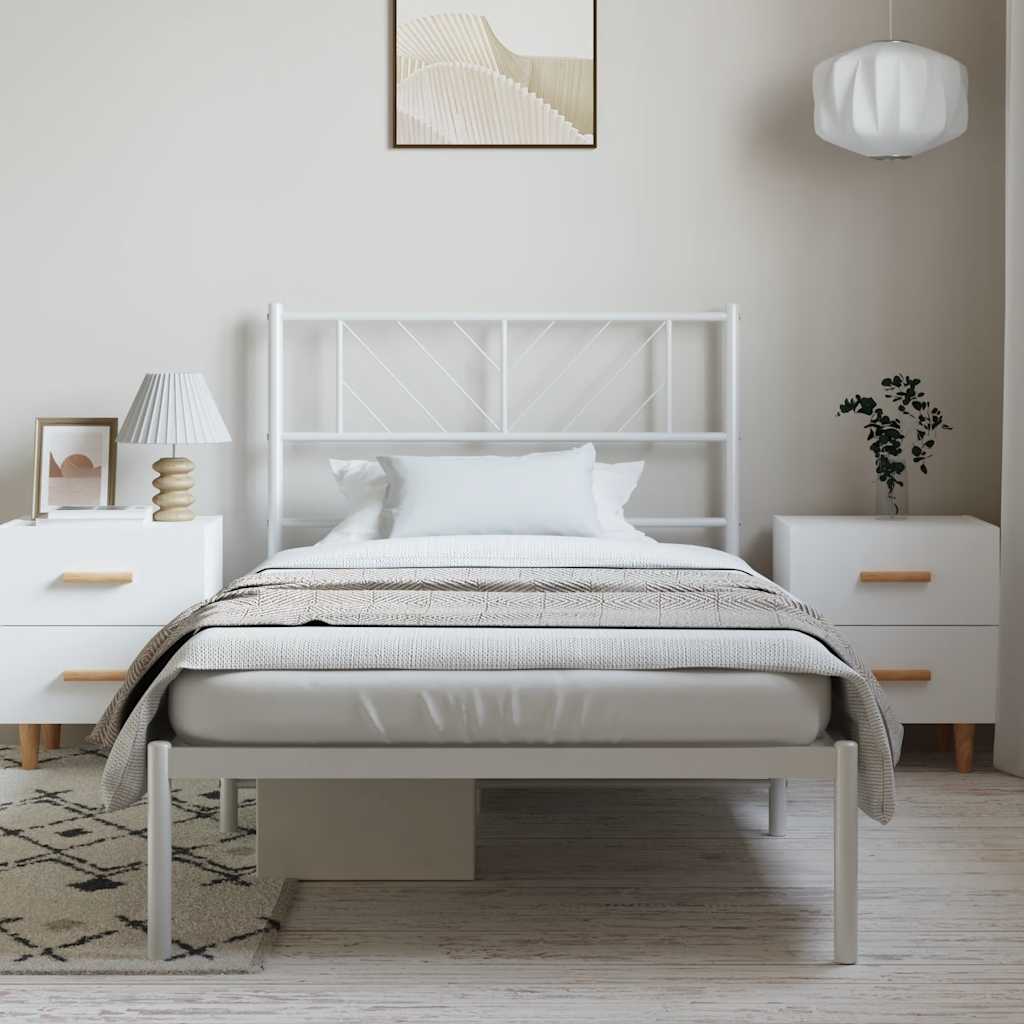 Sängram med huvudgavel metall vit 100x200 cm