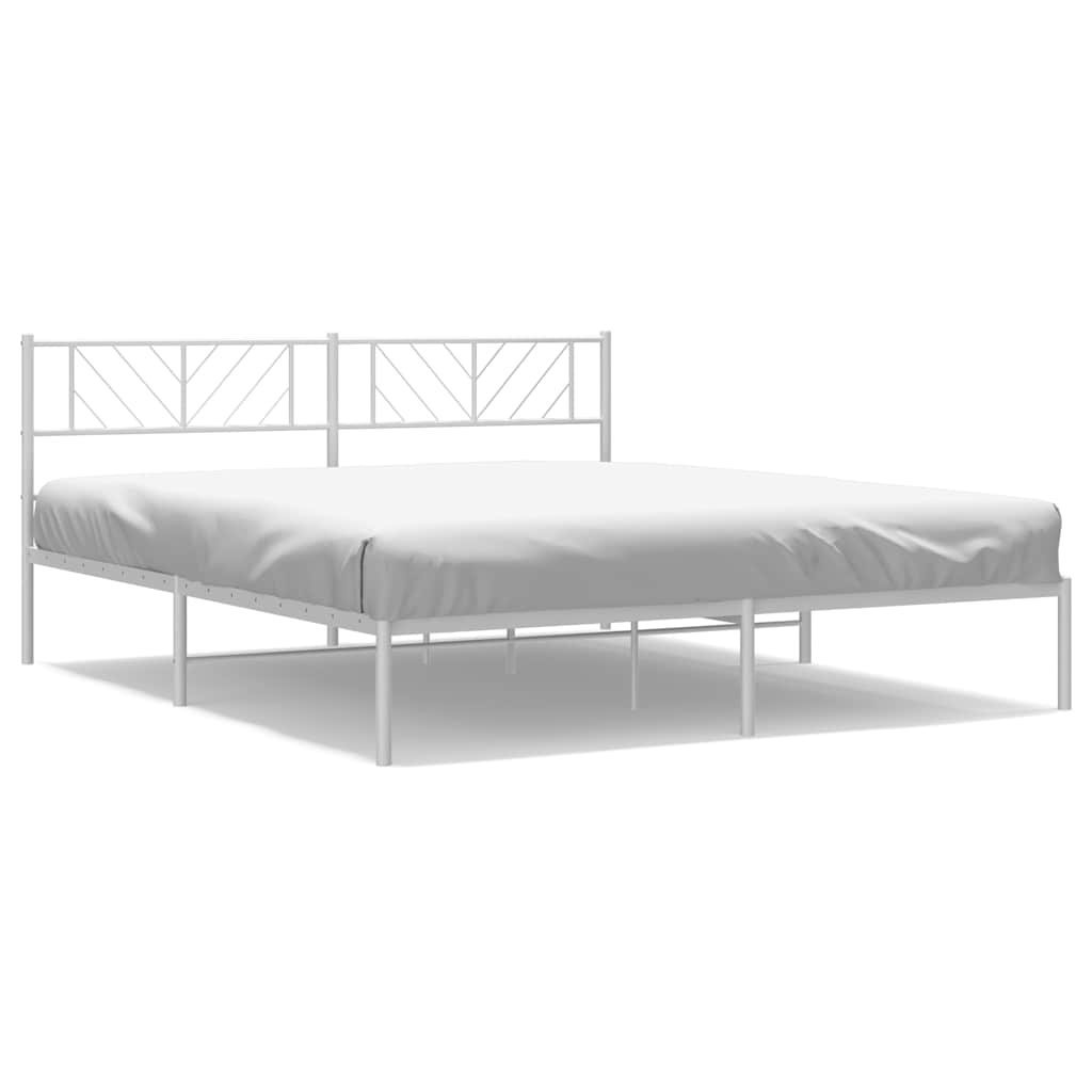 Sängram med huvudgavel metall vit 183x213 cm
