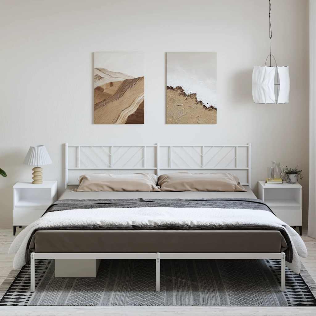 Sängram med huvudgavel metall vit 183x213 cm