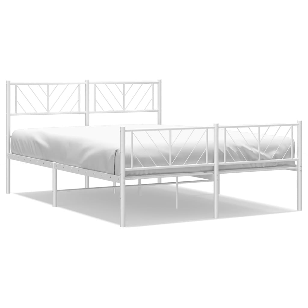 Sängram med huvudgavel och fotgavel vit metall 140x190 cm