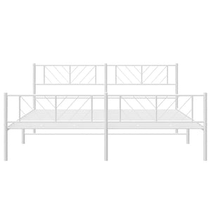 Sängram med huvudgavel och fotgavel vit metall 193x203 cm