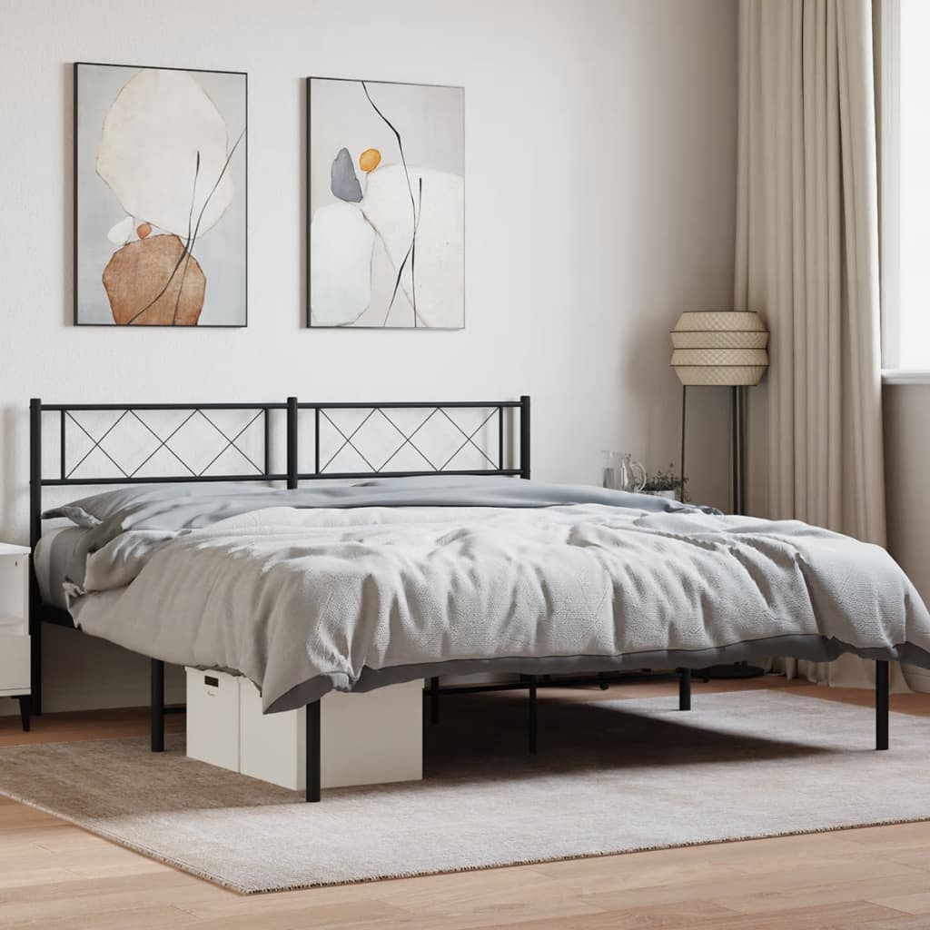 Sängram med huvudgavel metall svart 120x190 cm