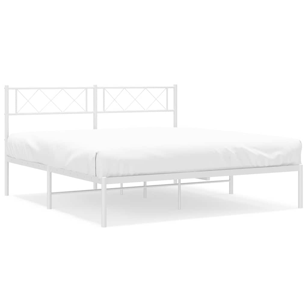 Sängram med huvudgavel metall vit 135x190 cm