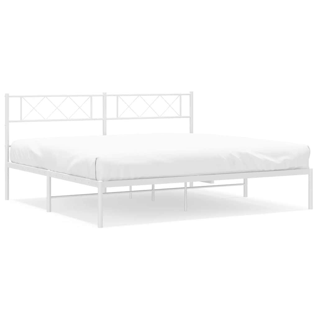Sängram med huvudgavel metall vit 193x203 cm