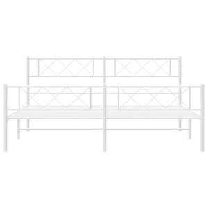 Sängram med huvudgavel och fotgavel vit metall 193x203 cm
