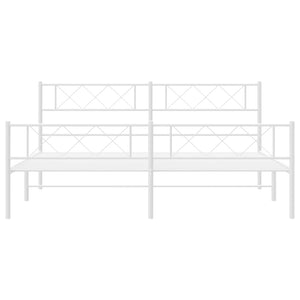 Sängram med huvudgavel och fotgavel vit metall 200x200 cm