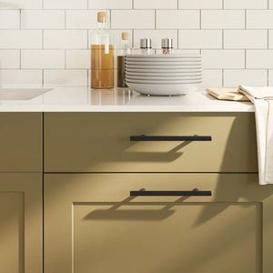 Skåphandtag 10 st svart 128 mm rostfritt stål