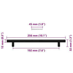 Skåphandtag 5 st svart 192 mm rostfritt stål