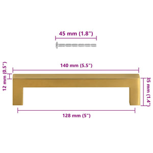 Skåphandtag 10 st guld 128 mm rostfritt stål