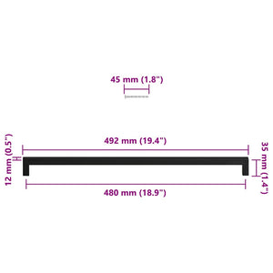 Skåphandtag 5 st svart 480 mm rostfritt stål
