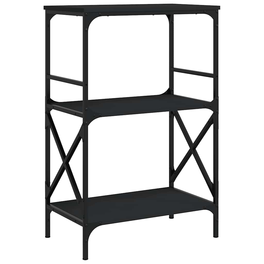 Bokhylla 3 hyllplan svart 59x35x90,5 cm konstruerat trä