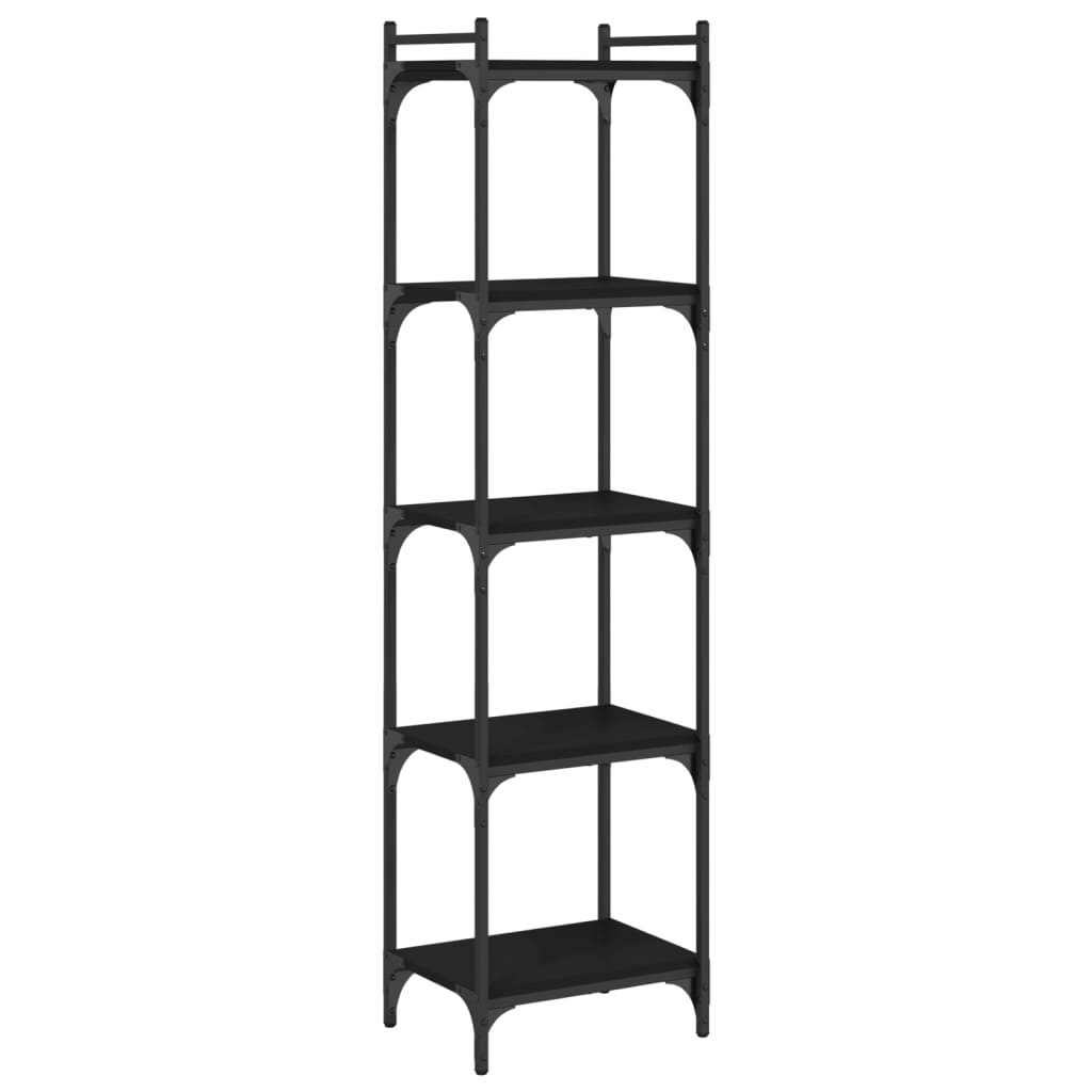 Bokhylla 5 hyllplan svart 40x30x154 cm konstruerat trä