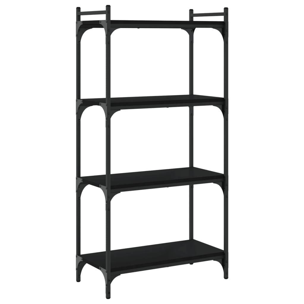 Bokhylla 4 hyllplan svart 60x30x120 cm konstruerat trä