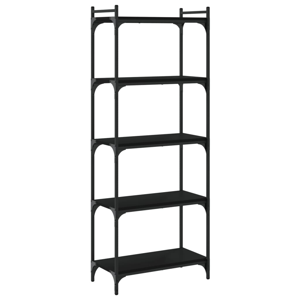 Bokhylla 5 hyllplan svart 60x30x154 cm konstruerat trä