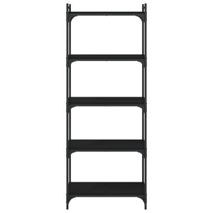 Bokhylla 5 hyllplan svart 60x30x154 cm konstruerat trä
