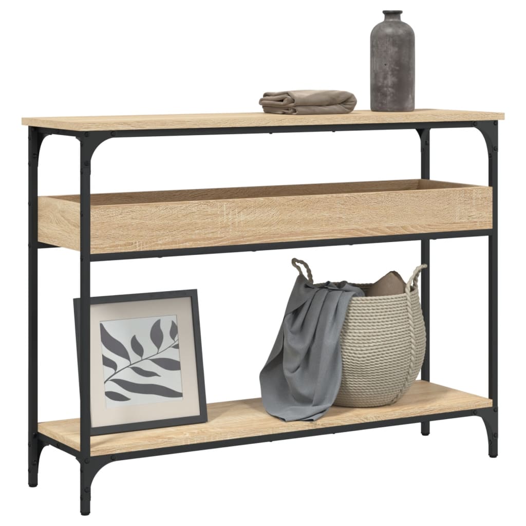 Konsolbord med hylla Sonoma Ek 100x29x75cm konstruerat trä