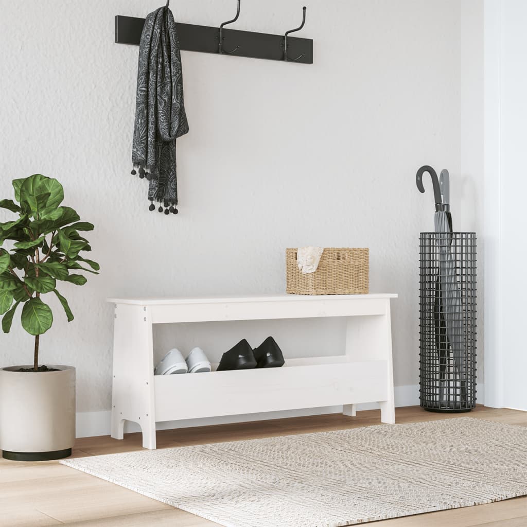 Hallbänk vit 100x28x45 cm massivt trä furu