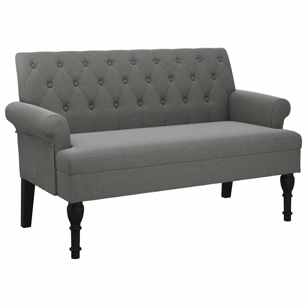 Bänk med ryggstöd mörkgrå 120x62x75,5 cm tyg