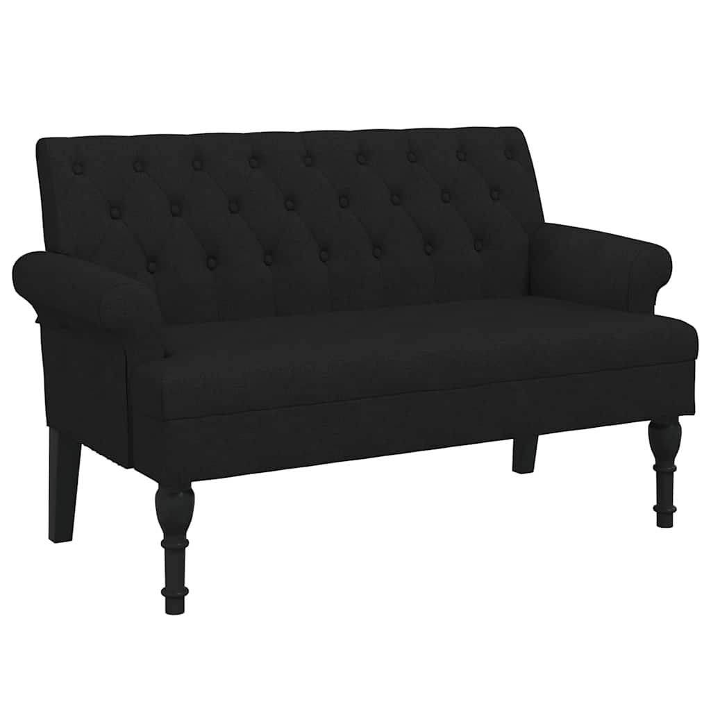 Bänk med ryggstöd svart 120x62x75,5 cm tyg