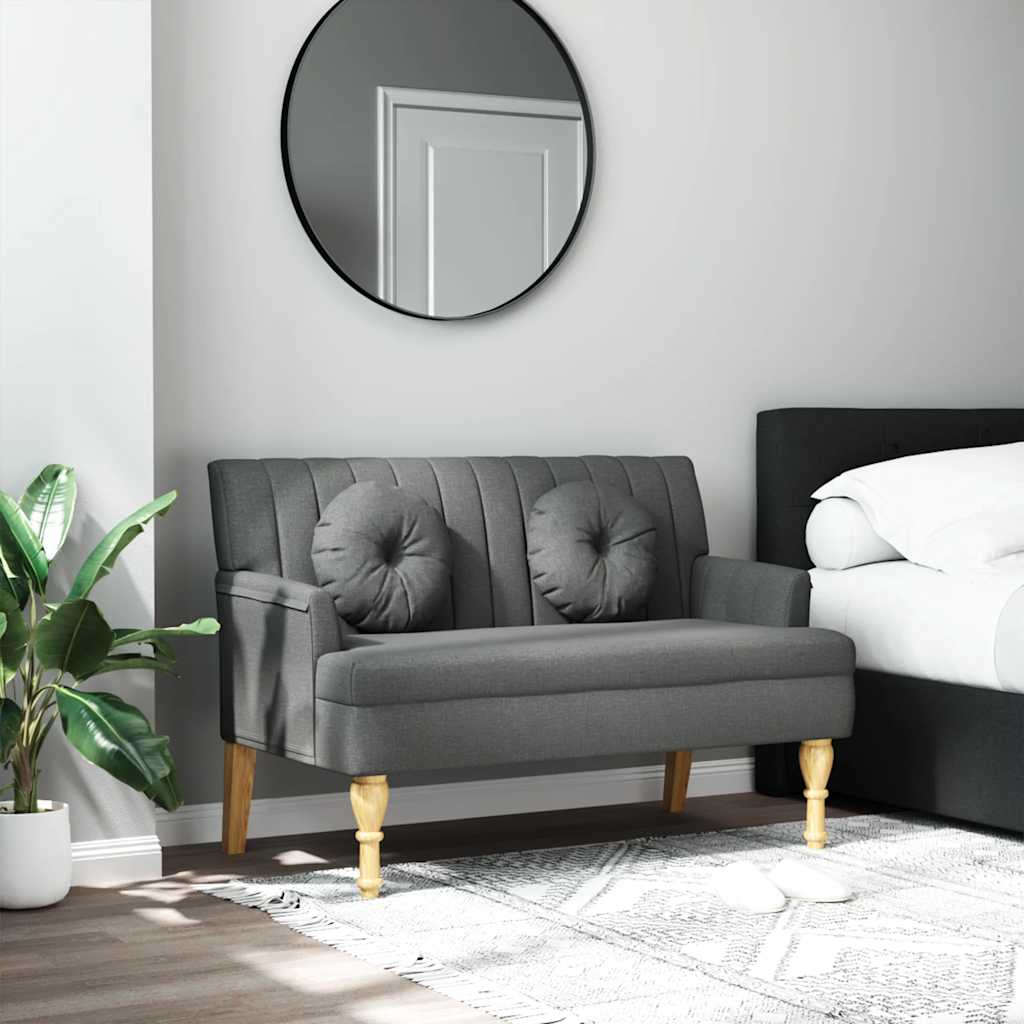 Bänk med dynor mörkgrå 113x64,5x75,5 cm tyg