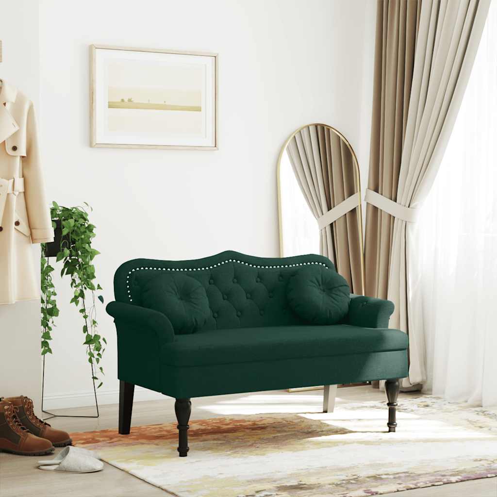 Bänk med kuddar mörkgrön 120,5x65x75 cm sammet