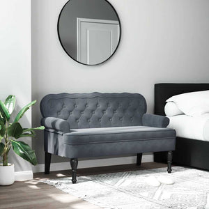 Bänk med ryggstöd mörkgrå 119,5x64,5x75 cm sammet