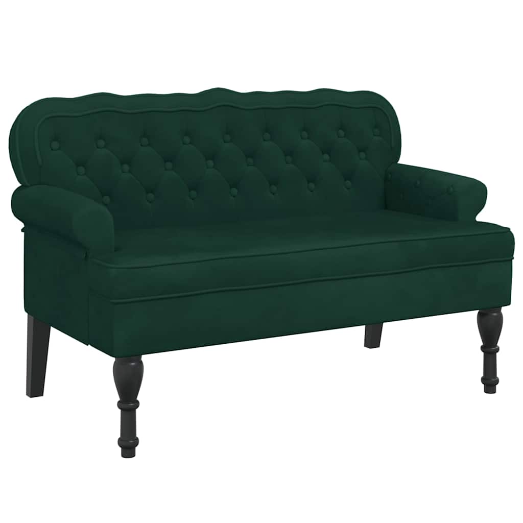 Bänk med ryggstöd mörkgrön 119,5x64,5x75 cm sammet