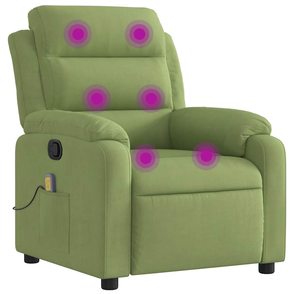 Massagefåtölj ljusgrön sammet