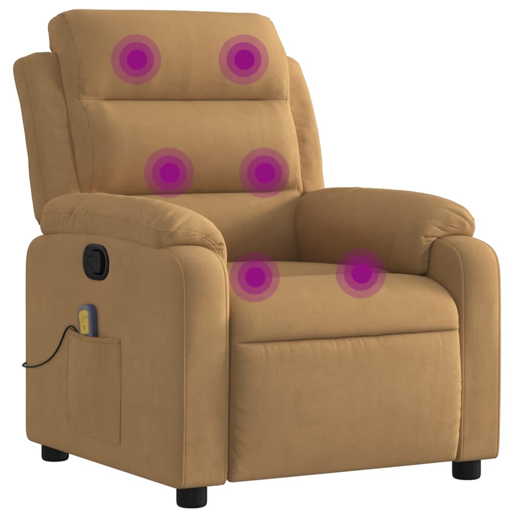 Massagefåtölj brun sammet
