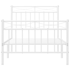 Sängram med huvudgavel och fotgavel vit metall 90x200 cm