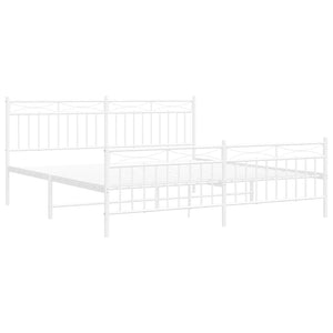 Sängram med huvudgavel och fotgavel vit metall 183x213 cm