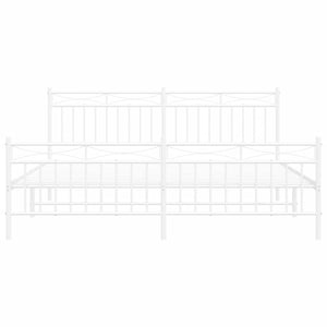 Sängram med huvudgavel och fotgavel vit metall 183x213 cm