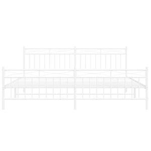 Sängram med huvudgavel och fotgavel vit metall 193x203 cm