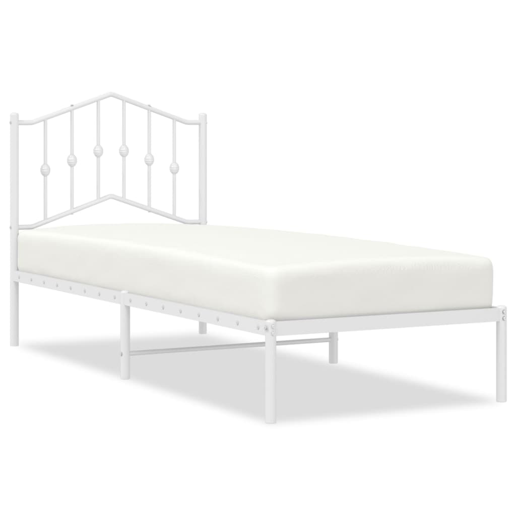 Sängram med huvudgavel metall vit 90x190 cm