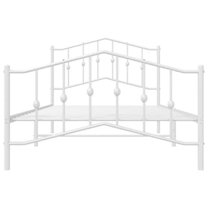 Sängram med huvudgavel och fotgavel vit metall 100x200 cm