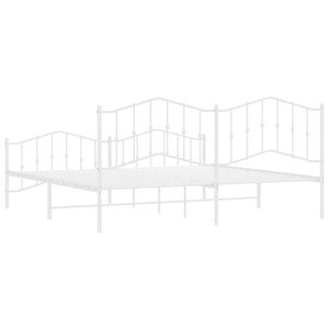 Sängram med huvudgavel och fotgavel vit metall 193x203 cm